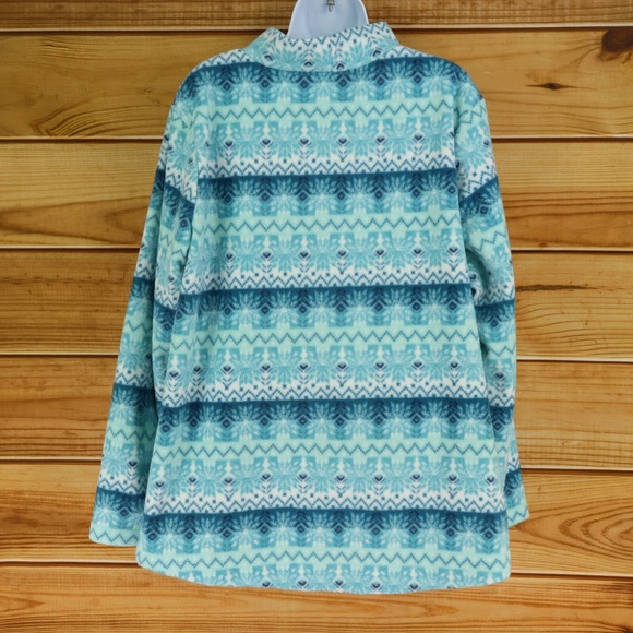 Croft & Barrow Fleece Pullover Sweatshirt Womens Size‎ XXL Blue Green Snowflakes - Picture 2 of 7
